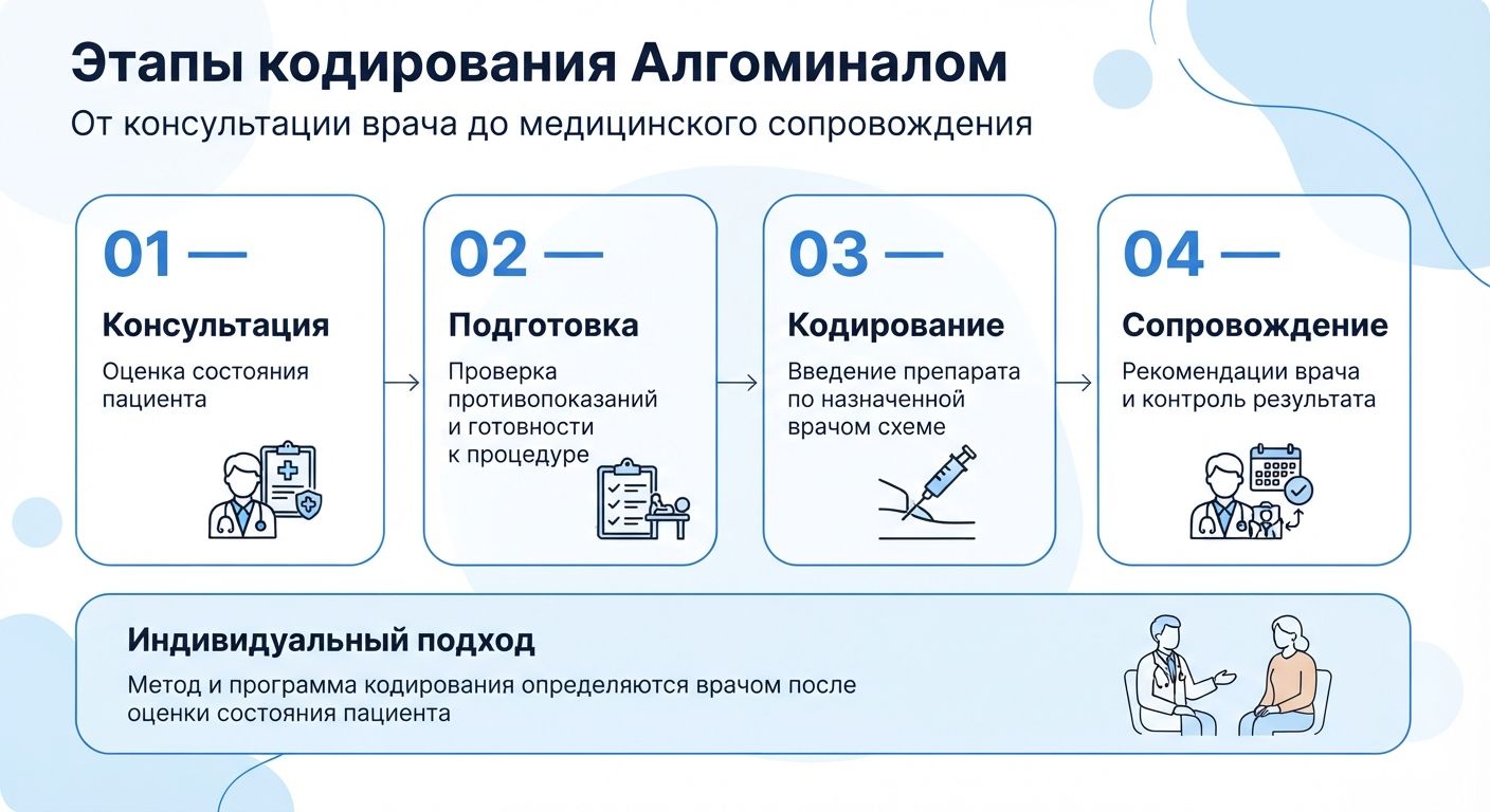 Кодирование препаратом «Алгоминал» в Солигорске инфографика